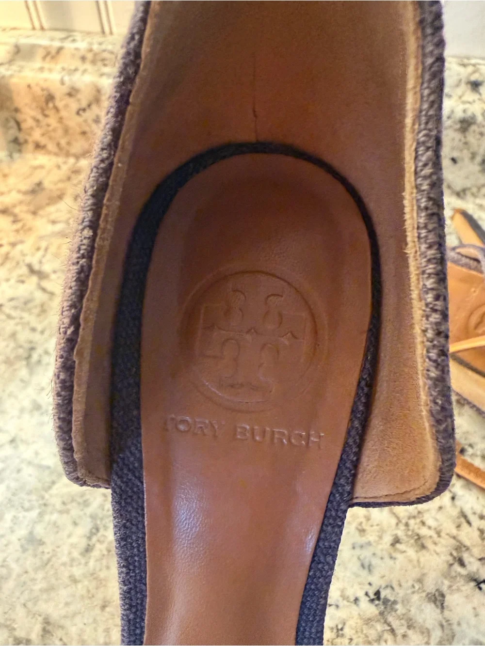Tory Burch Amina Fabric Denim Platform Ankle-Strap Stiletto Heels Sexy 5” Linen